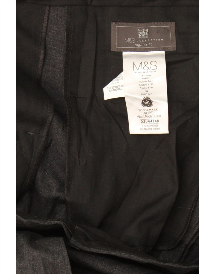 Мужские костюмные брюки классического кроя Marks & Spencer W44 L31 серые шерстяные