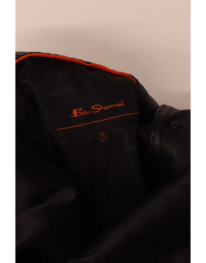 Мужской кожаный пиджак Ben Sherman на 3 пуговицах, Великобритания 40, большой черный