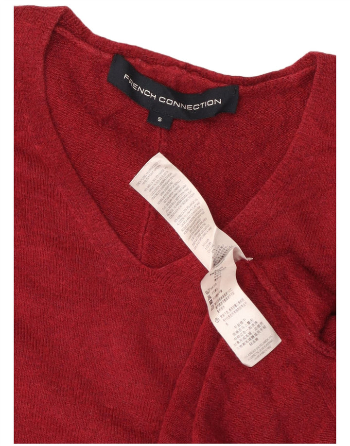 Женский джемпер с v-образным вырезом FRENCH CONNECTION UK 10, маленький бордовый цвет