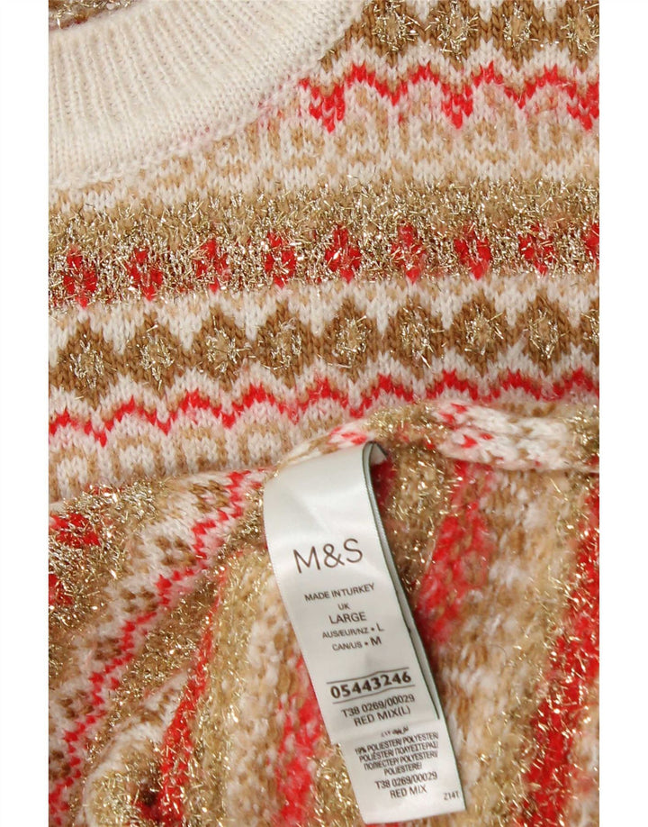 Женский джемпер с круглым вырезом Marks & Spencer, Великобритания, 16, большой, разноцветный
