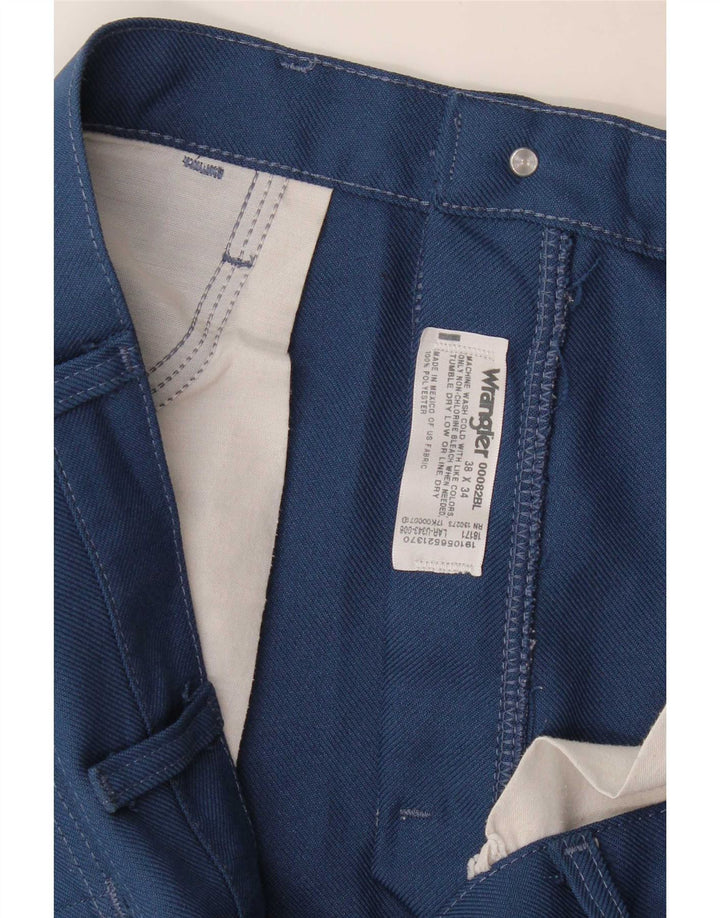 Мужские прямые повседневные брюки Wrangler W38 L34 синие из полиэстера
