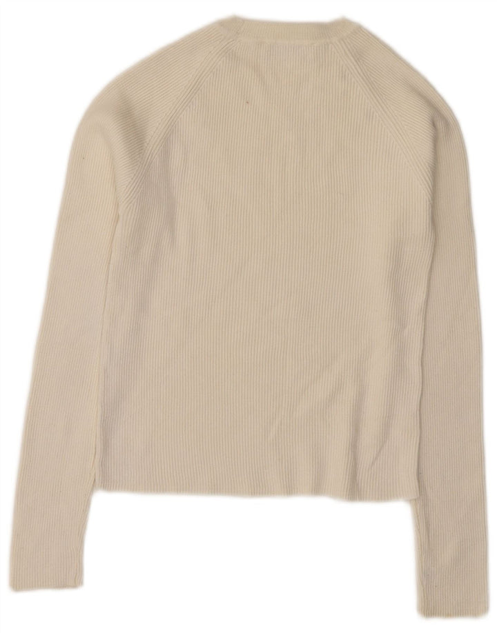 Женский укороченный джемпер с круглым вырезом Zara UK 12, средний белый