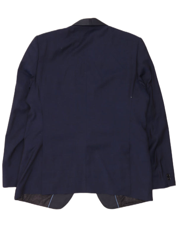 Мужской длинный приталенный пиджак Marks & Spencer UK 44 XL темно-синий