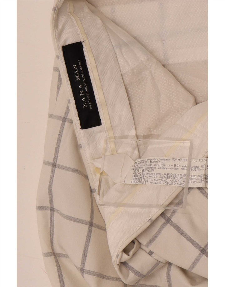 Мужские брюки-чиносы Zara EU 40 Medium W31 L33, белый полиэстер в клетку