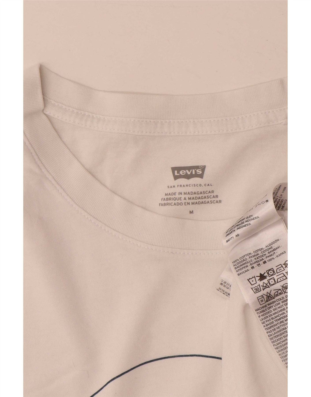 Женская футболка с рисунком Levi's Top UK 14, средний белый хлопок, белый цвет