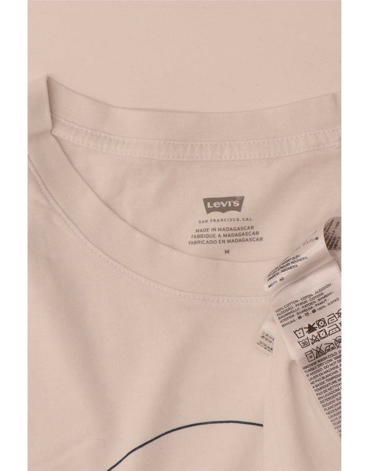 Женская футболка с рисунком Levi's Top UK 14, средний белый хлопок, белый цвет