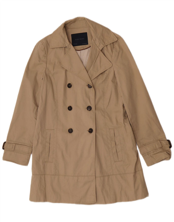 Женский тренч Zara UK 14, средний бежевый, хлопок
