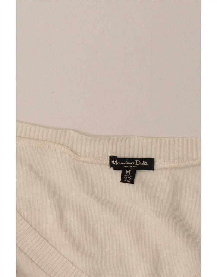 Женский укороченный джемпер с v-образным вырезом Massimo Dutti UK 12 Medium Off White