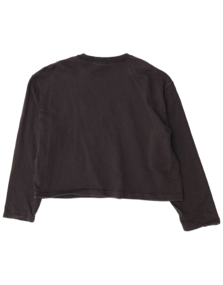 Женский укороченный топ с рисунком Adidas Oversized с длинным рукавом UK 8, маленький черный