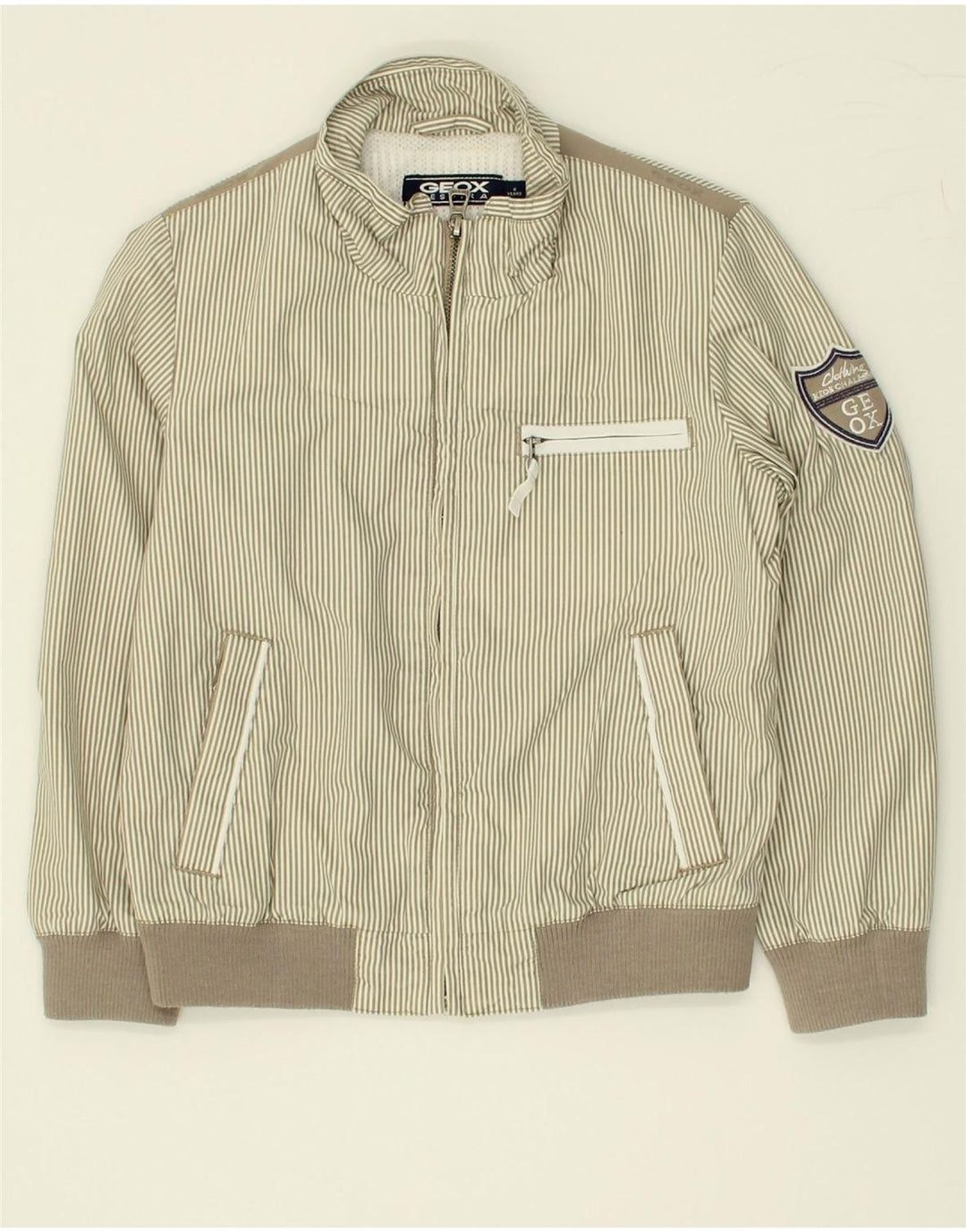 GEOX Boys Bomber Jacket 5-6 Years Beige Striped Polyamide Vintage Geox and Second-Hand Geox from Messina Hembry 