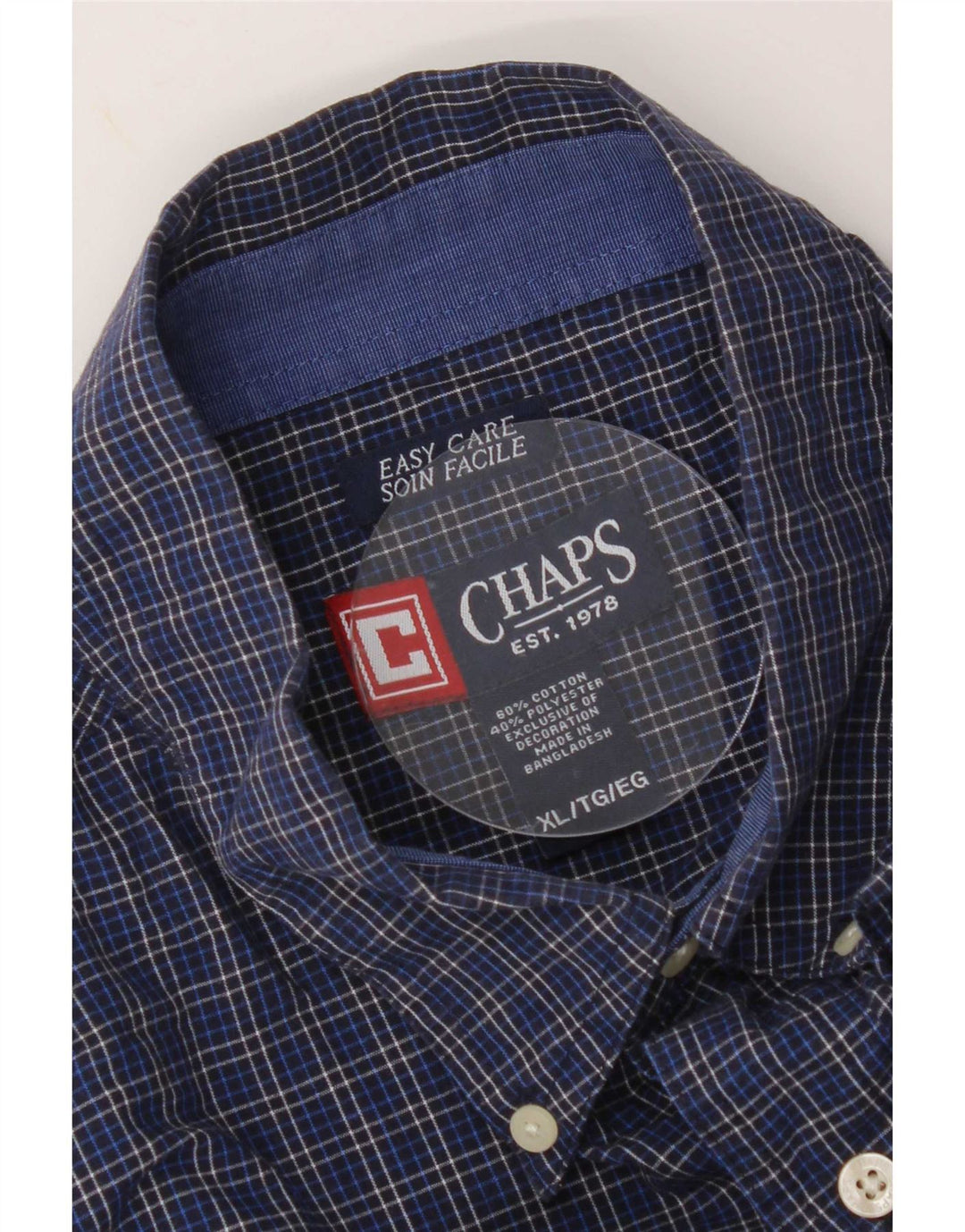 Мужская рубашка Chaps Easy Care XL, темно-синяя клетка, хлопок