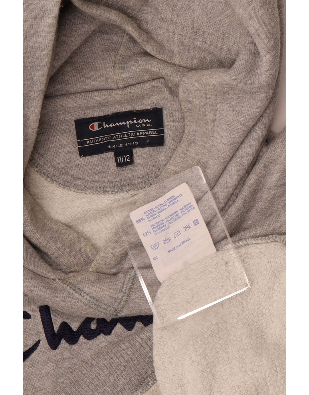 Джемпер с капюшоном CHAMPION для мальчиков с рисунком, 11–12 лет, серый хлопок
