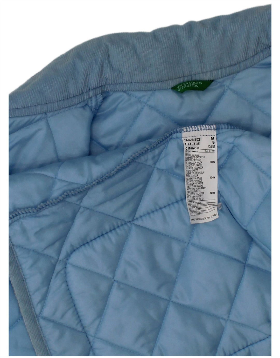 Стеганая куртка Benetton для мальчиков 7-8 лет, средний синий нейлон