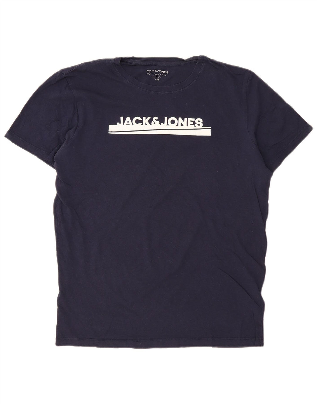 Мужская футболка с рисунком JACK & JONES, топ среднего размера, темно-синий, хлопок