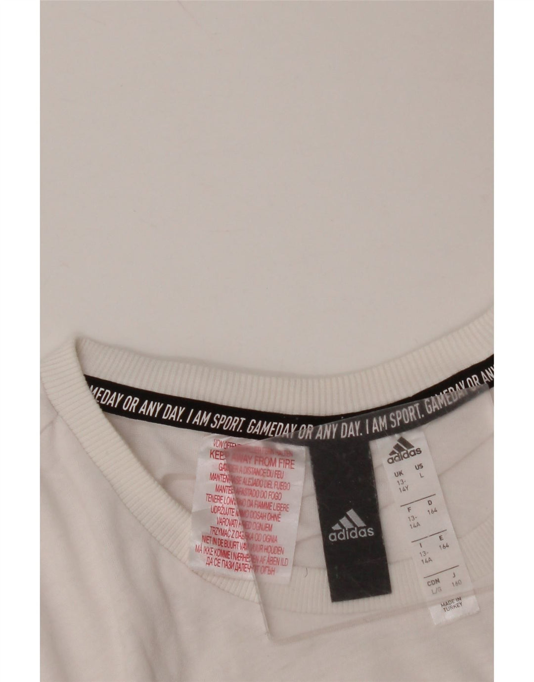 Футболка ADIDAS с рисунком для мальчиков, топ 13-14 лет, белая