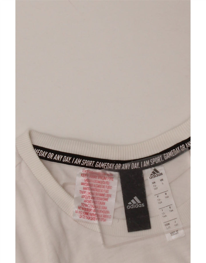 Футболка ADIDAS с рисунком для мальчиков, топ 13-14 лет, белая
