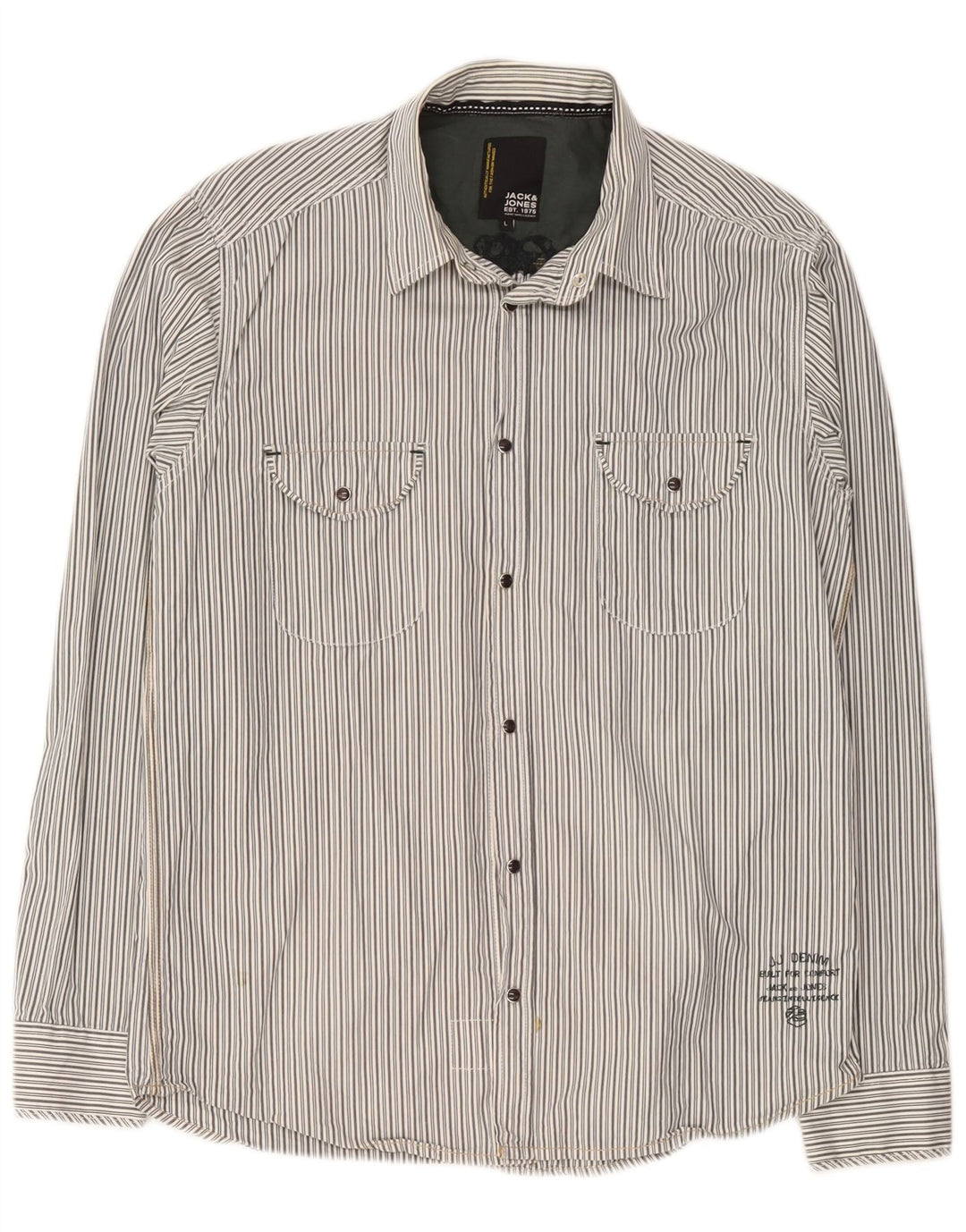 Мужская рубашка с рисунком Jack & Jones, хлопковая большая серая полоска