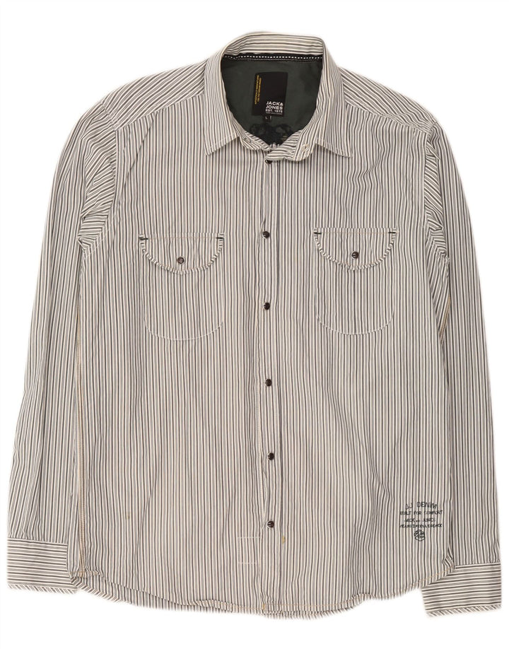 Мужская рубашка с рисунком Jack & Jones, хлопковая большая серая полоска