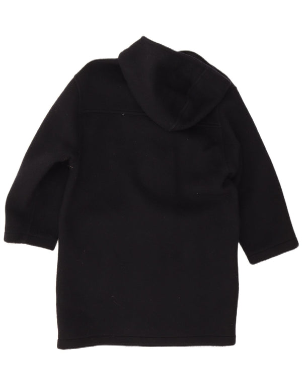 Винтажный мужской дафлкот с капюшоном UK 38, средний темно-синий из натуральной шерсти