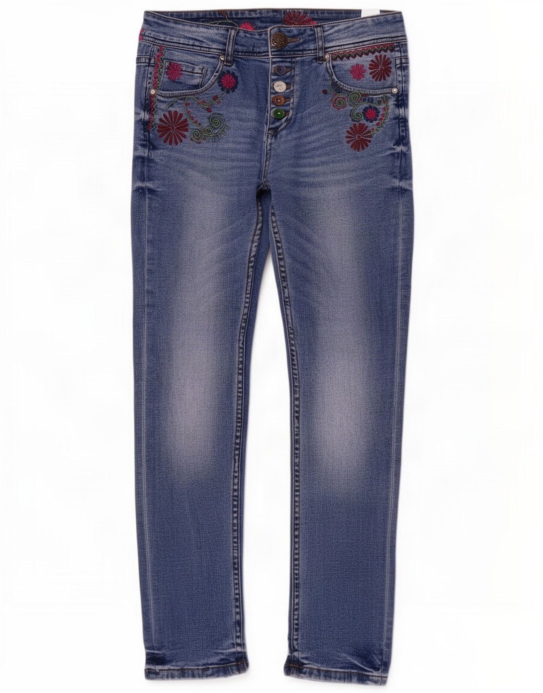 Женские узкие джинсы Desigual W26 L29 синие из полиэстера