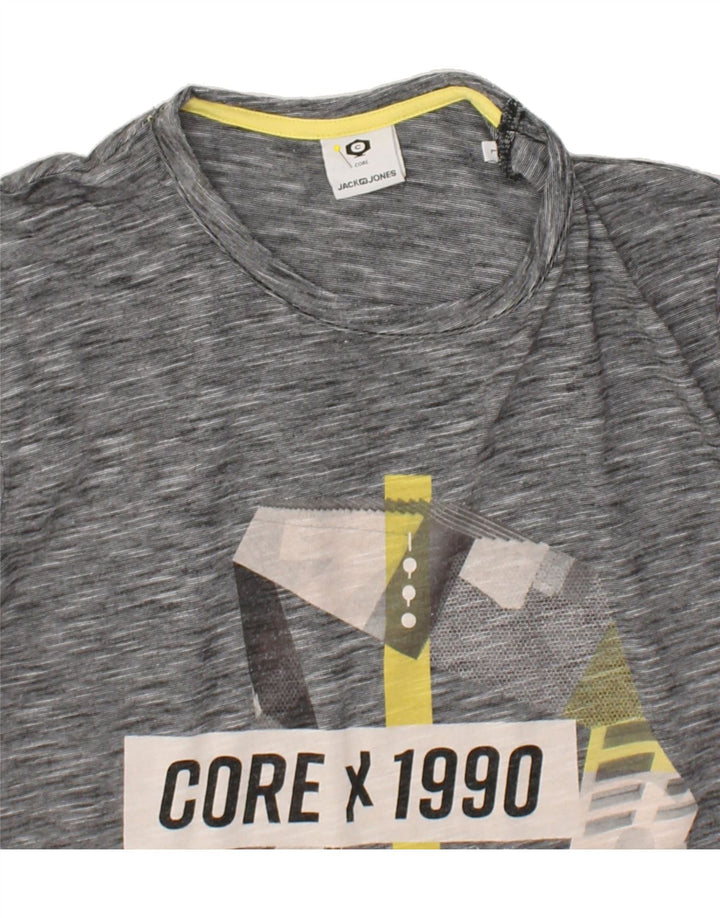 JACK & JONES Mens Graphic T-Shirt Top Large Grey Flecked Cotton | Vintage Jack & Jones | Thrift | Second-Hand Jack & Jones | Used Clothing | Messina Hembry 