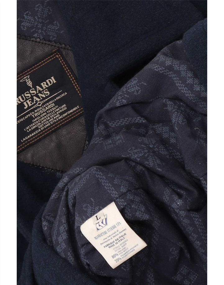 Мужские пальто Trussardi Jeans UK 40, большие, темно-синие, шерстяные