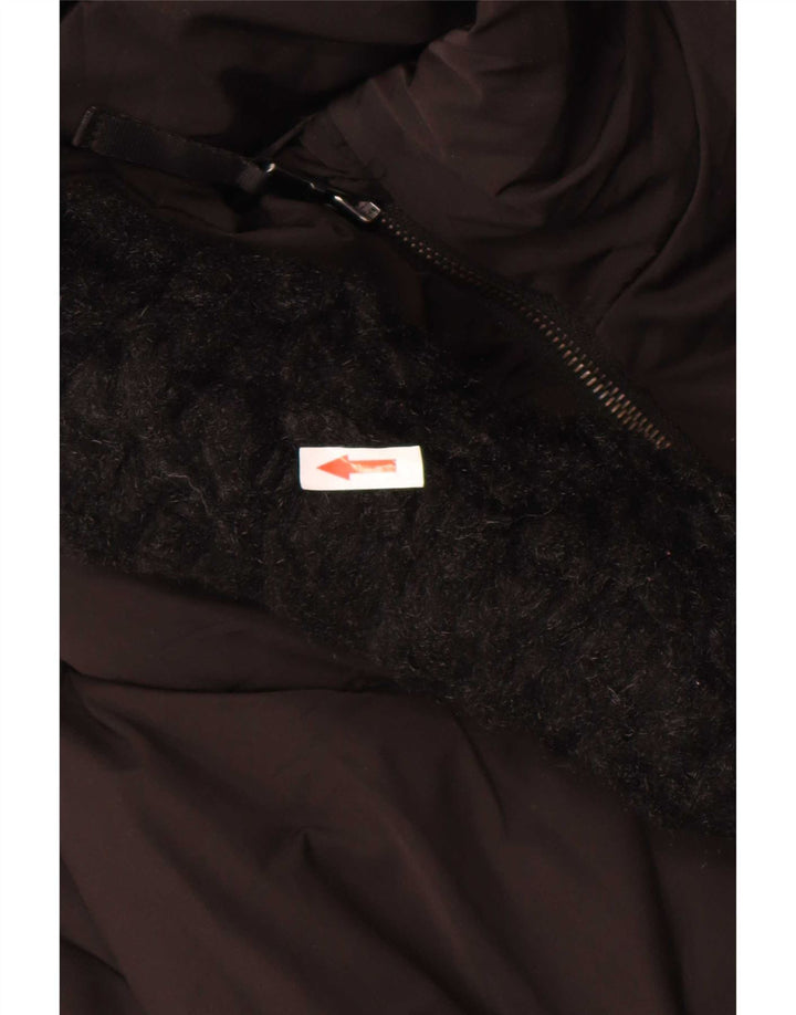 Женское стеганое пальто с капюшоном Zara UK 10, маленький черный полиэстер