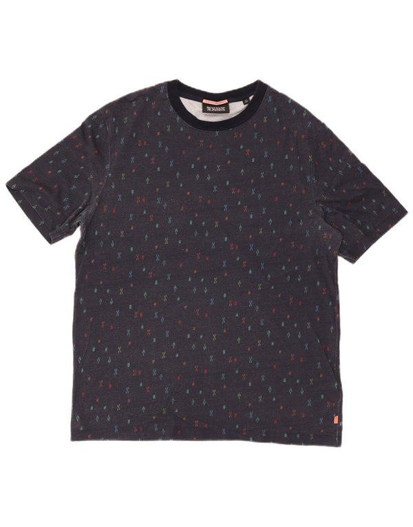 Мужская футболка с рисунком Scotch & Soda, топ XL, темно-синий, хлопок