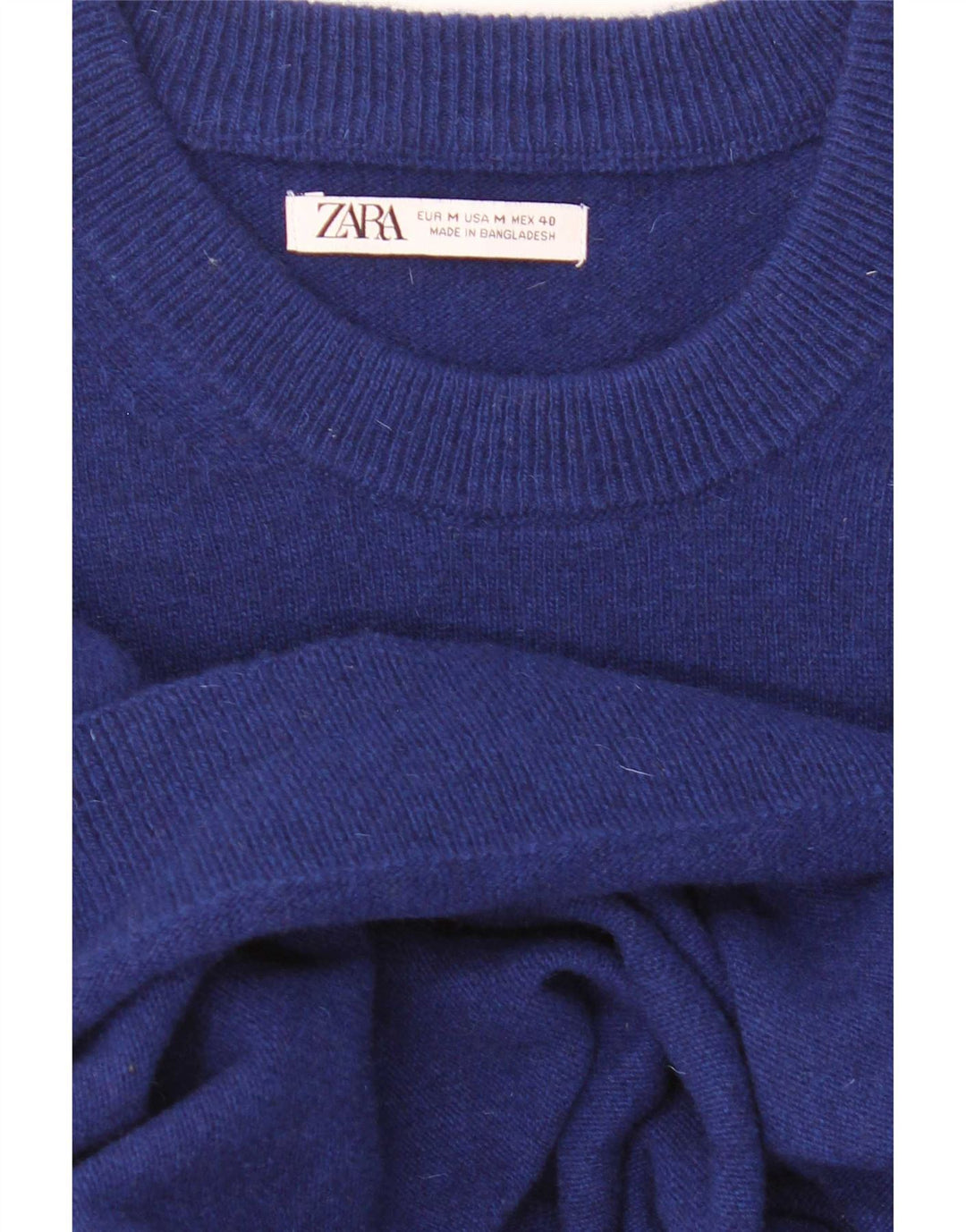 Мужской джемпер с круглым вырезом Zara, средний синий