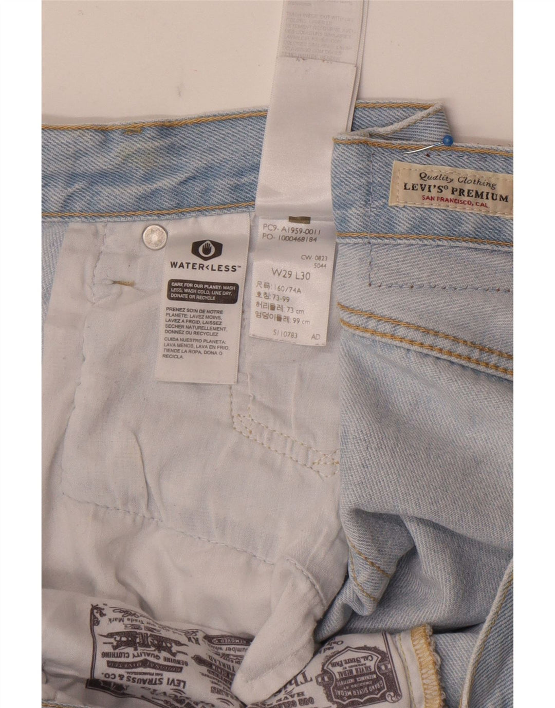 Мужские прямые джинсы Levi's 501 W29 L30 синие, хлопок