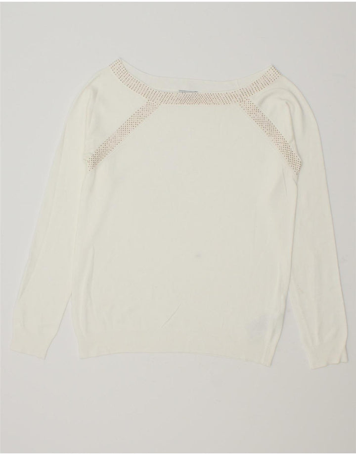LIU JO Womens Boat Neck Jumper Sweater UK 12 Medium White Viscose Vintage Liu Jo and Second-Hand Liu Jo from Messina Hembry 