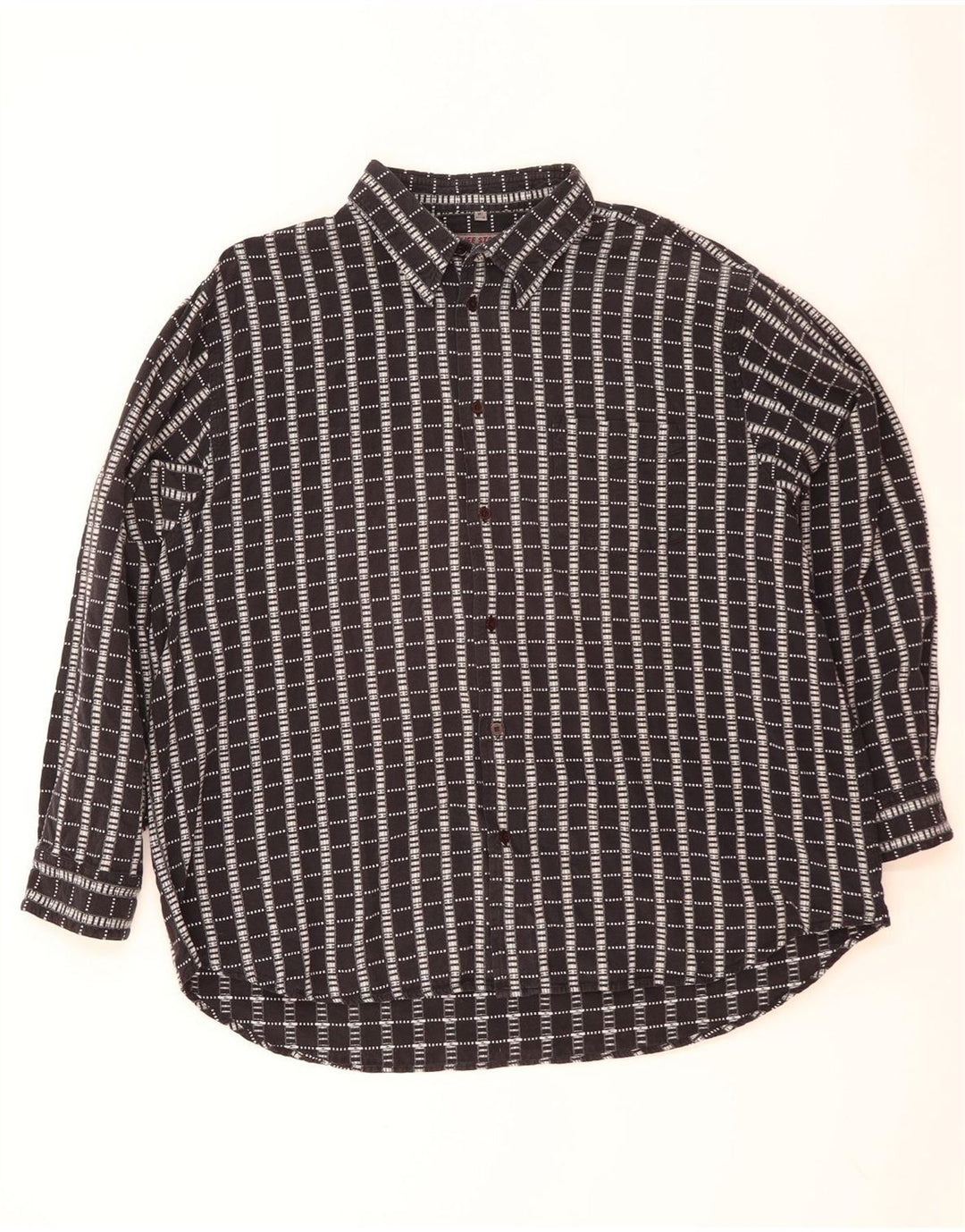Винтажная мужская рубашка, размер 47/48, 2XL, темно-синяя клетка, хлопок