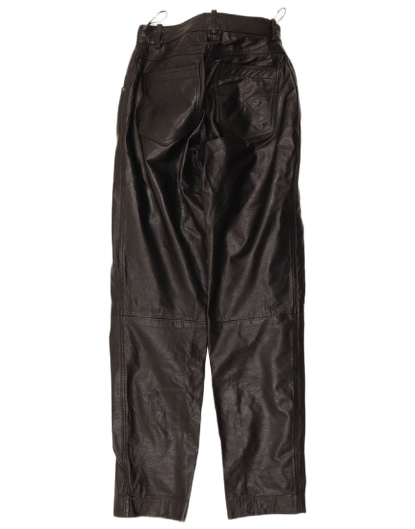 CLASSIC Женские прямые кожаные брюки UK 10, маленькие W26 L29, черные кожаные