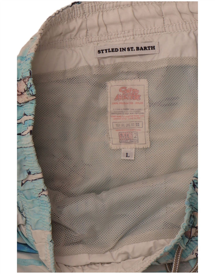 MC2 SAINT BARTH Мужские шорты для плавания с абстрактным рисунком, большие синие нейлоновые шорты