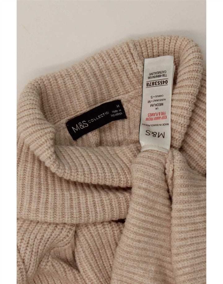 Женский джемпер с высоким воротником Marks & Spencer UK 14, средний бежевый, вискоза