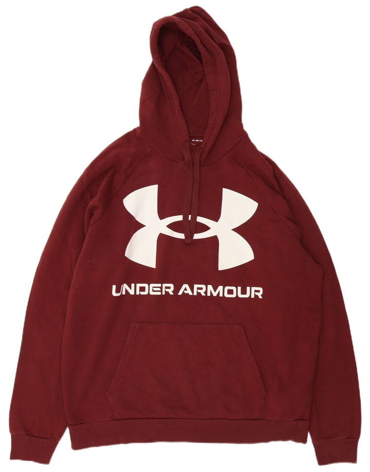 UNDER ARMOUR Mens Graphic Hoodie Jumper XL Burgundy Cotton Vintage Under Armour and Second-Hand Under Armour from Messina Hembry 