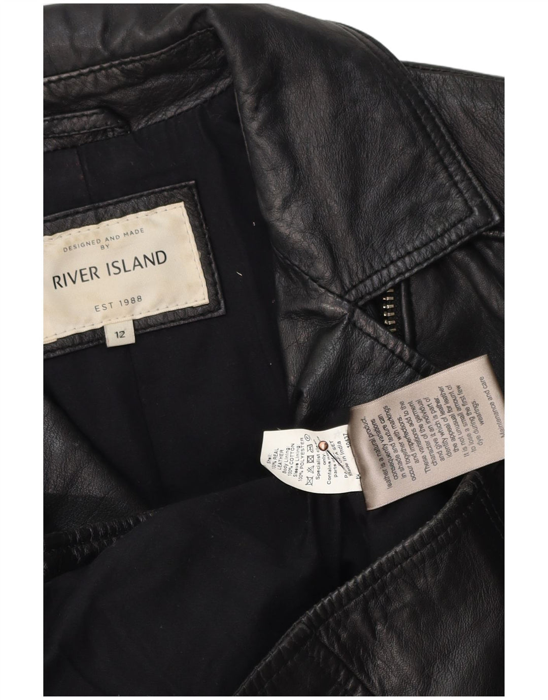 Женская кожаная косуха River Island UK 12, средний черный
