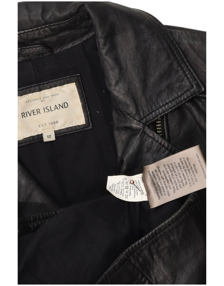 Женская кожаная косуха River Island UK 12, средний черный