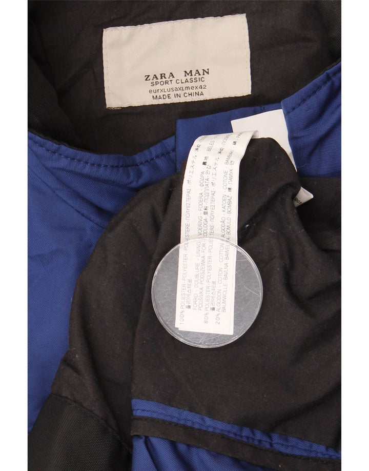 Мужская куртка-бомбер ZARA UK 42 XL, синий полиэстер