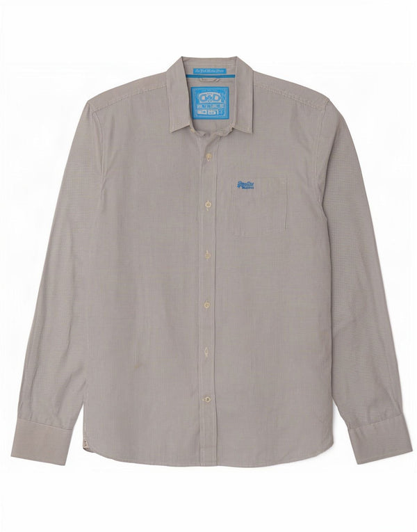 Мужская рубашка Superdry 2XL, белый хлопок в мелкую клетку