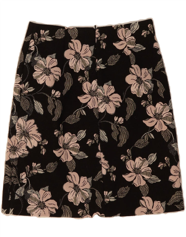 WAREHOUSE Womens A-Line Skirt UK 8 Small W26  Black Floral Polyester Vintage Warehouse and Second-Hand Warehouse from Messina Hembry 