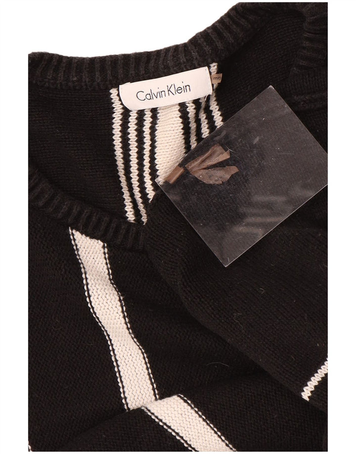 CALVIN KLEIN Мужской джемпер с вырезом «лодочка» из хлопка среднего размера, черная полоска