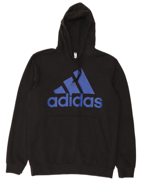 Мужской джемпер с капюшоном Adidas с рисунком, Великобритания, 44/46, большой, черный, хлопок