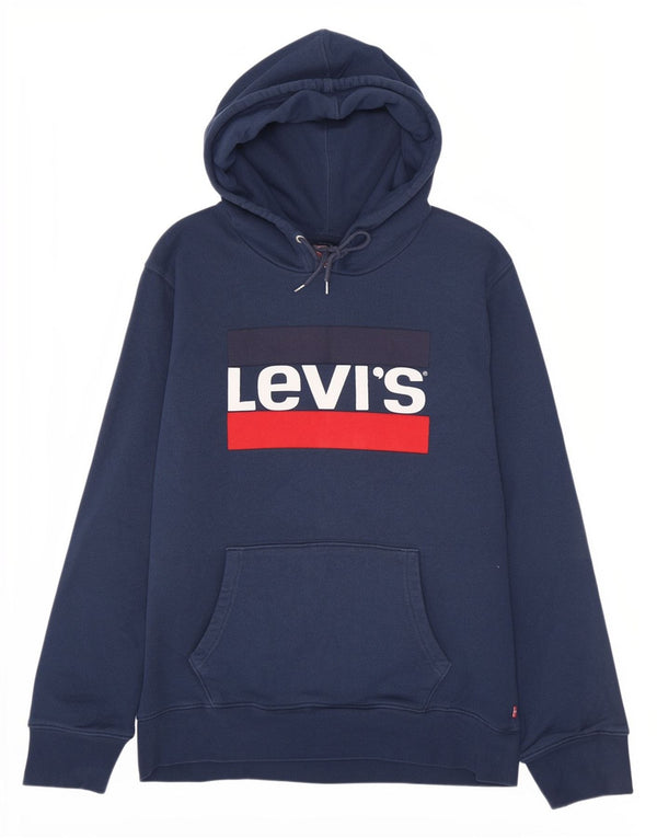 Мужской джемпер с капюшоном Levi's с рисунком XL, темно-синий, хлопок