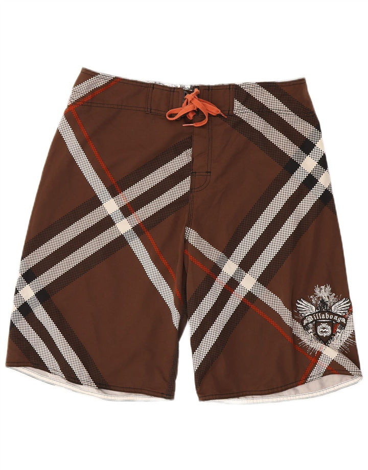 Billabong Мужские шорты для плавания с рисунком, большие коричневые клетчатые шорты из полиэстера