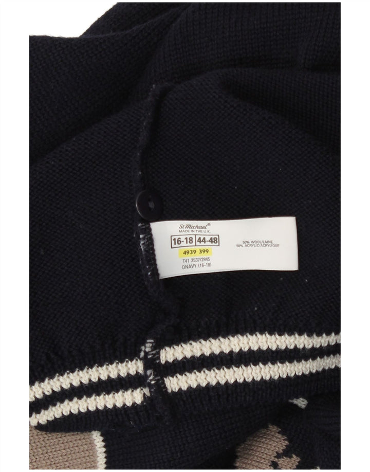 Женский кардиган St Michael, Великобритания, 16/18, большой, темно-синий, цветной блок