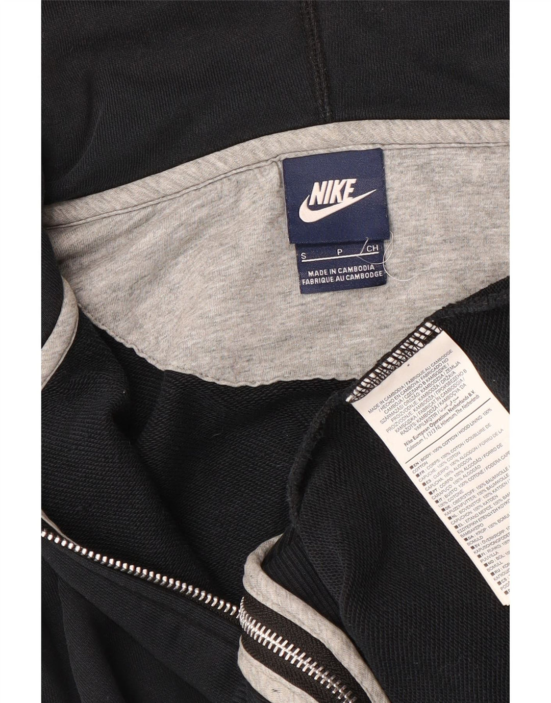 Мужской свитер с капюшоном на молнии Nike, маленький черный, хлопковый