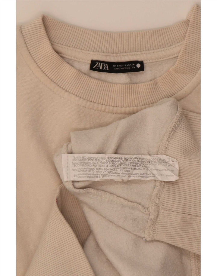 Женский джемпер-толстовка оверсайз Zara UK 10, маленький размер, бежевый хлопок