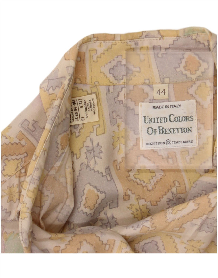 BENETTON Женская блузка-рубашка с коротким рукавом IT 44 Средний Бежевый Цветочный