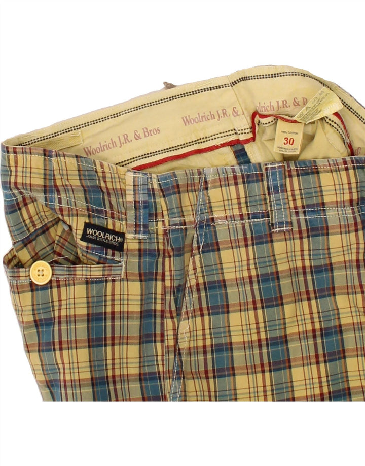 WOOLRICH Mens Chino Shorts W30 Medium  Yellow Check Cotton Vintage Woolrich and Second-Hand Woolrich from Messina Hembry 